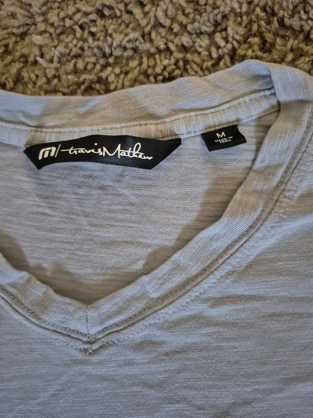 Travis Mathew Men's Heather Light Gray V-Neck Short Sleeve Tee